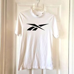 Reebok Men's White Short Sleeve T-Shirt Tee with Black Front Logo Size S